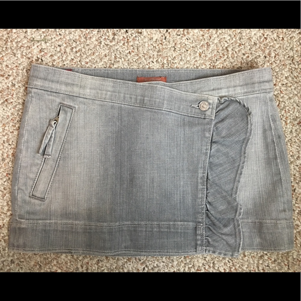 7 For All Mankind  Wrap & Ruffle Mini Skirt
